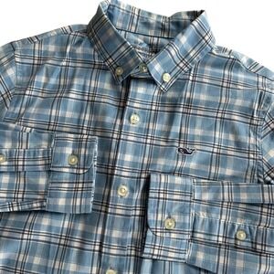 Vineyard Vines Boys 6 OTG Performance Plaid Button Down Shirt Blue White Whale